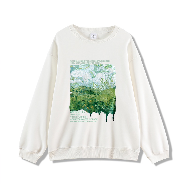 Áo Nỉ oversize Cổ Tròn In Họa Tiết Phong Cách retro Mỹ