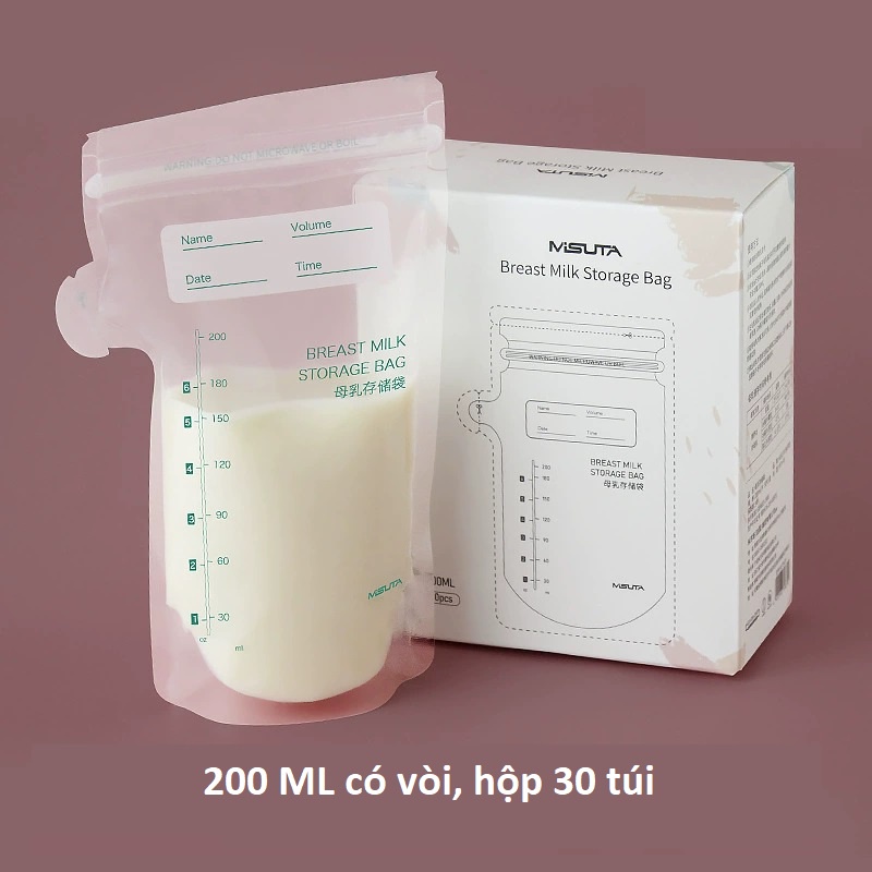 TẶNG BÚT - Túi trữ sữa cao cấp Misuta 150ml 200ml, hộp 30 túi