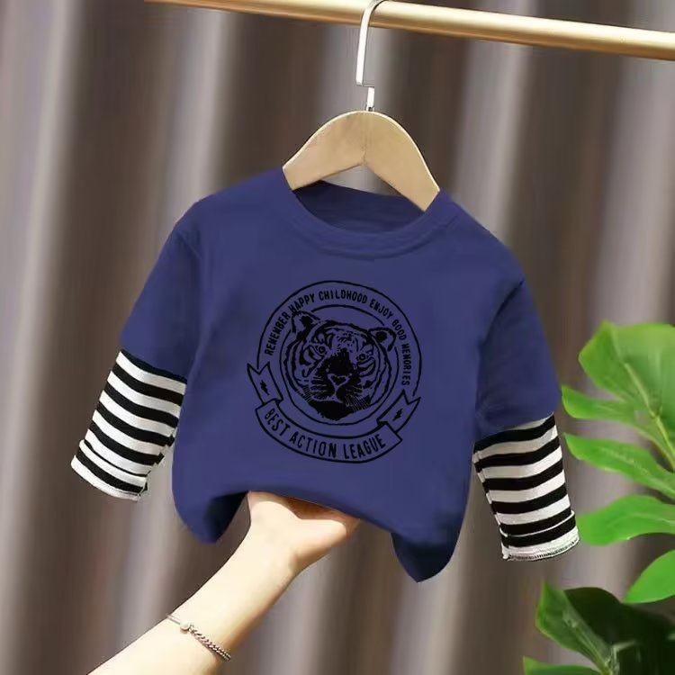 Áo Thun Tay Dài Cổ Tròn In Họa Tiết Phong Cách Hàn Quốc Thời Trang Mùa Xuân 2022 Cho Bé Trai