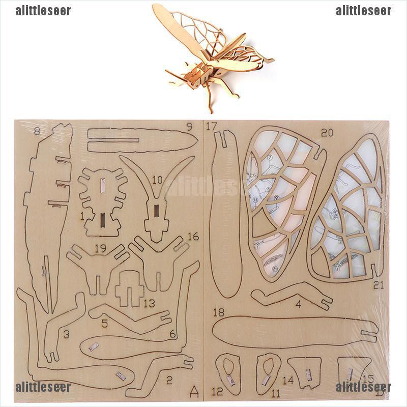 Bộ Xếp Hình Côn Trùng 3d Bằng Gỗ Vui Nhộn Cho Bé