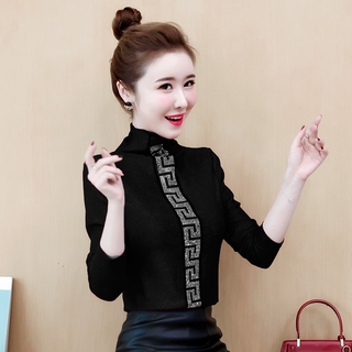 Áo thun tay dài vải lụa thời trang thu đông cho nữ