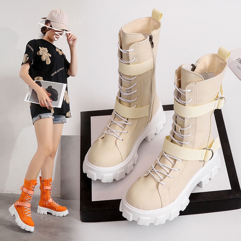 Giày Boot Martin Đế Dày Tăng Chiều Cao Thiết Kế Mới Thời Trang Theo Phong Cách Anh Dành Cho Nữ S 2021