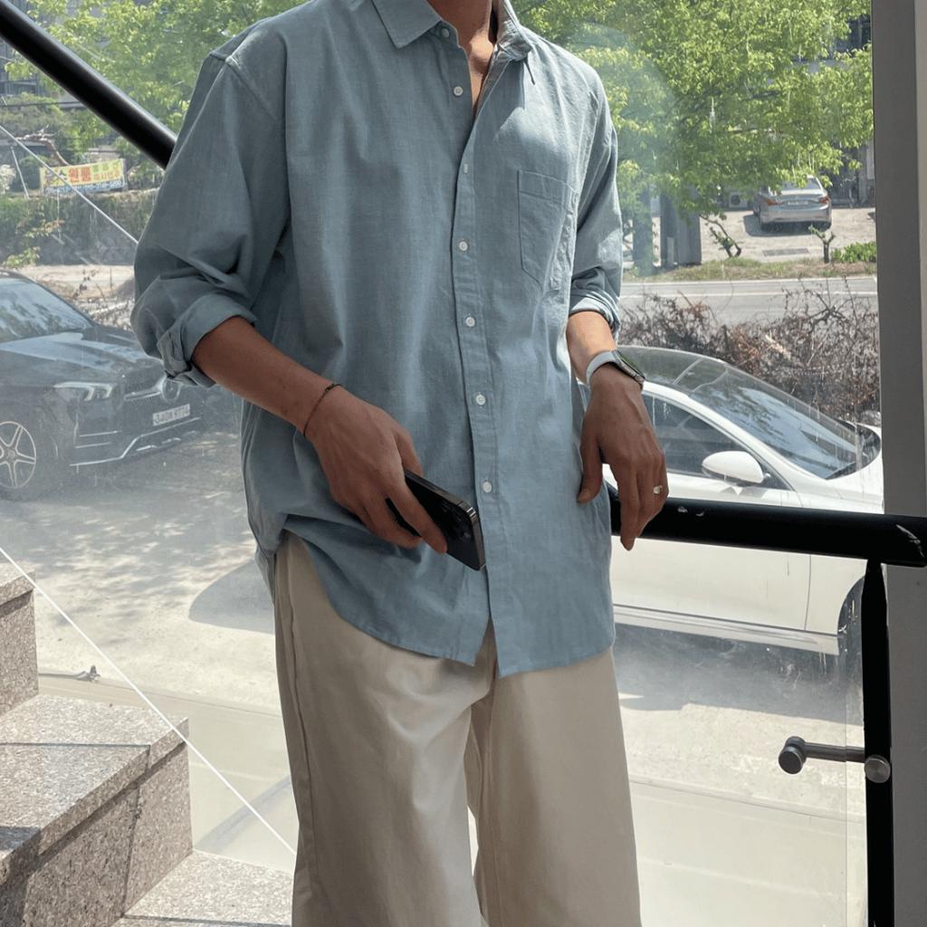Áo sơ mi cổ bẻ dài tay chất liệu LINEN cao cấp, phom dáng thoải mái thấm hút cực tốt - LUMINON