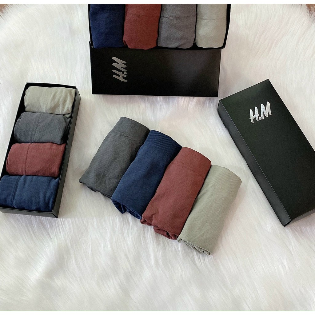Hộp 4 Sịp đùi cotton cao cấp, co giãn tốt, thoáng khí thấm hút mồ hôi không gây khó chịu.