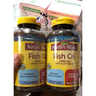Viên dầu cá Fish Oil Nature Made 1200mg 360mg 200 viên