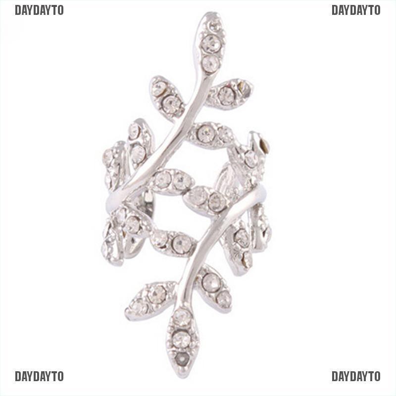 Khuyên Kẹp Vành Tai Hình Chiếc Lá Đính Pha Lê Phong Cách Punk Rock Cổ Điển Dành Cho Nữ