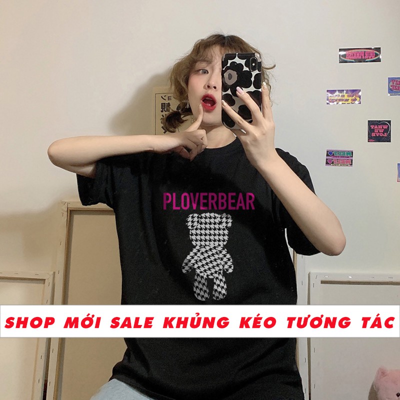 Áo thun nữ tay lỡ form rộng VUKANO tay lỡ in hình FLOVERBEAR chất cotton siêu thoáng - AP02