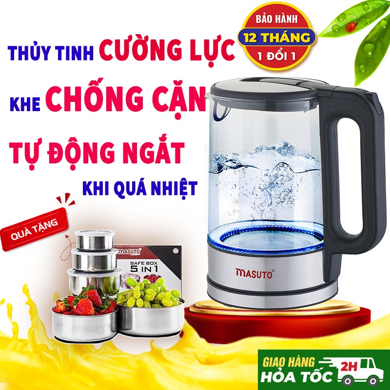 Ấm Siêu Tốc thủy tinh cường lực cao cấp Masuto MS-Citizen18 dung tích 1,8L