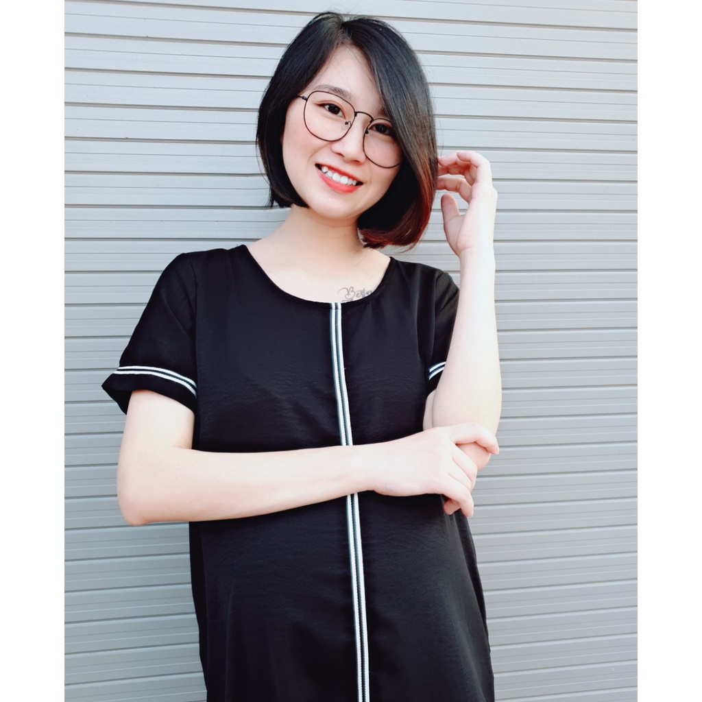 Váy bầu thiết kế xuông A đập dây nhũ