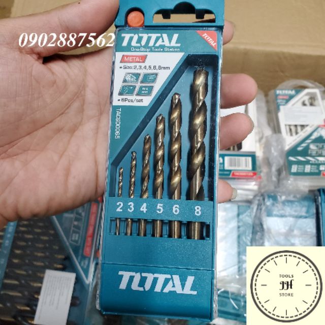 Bộ mũi khoan kim loại HSS 6 chi tiết Total TACSD0065