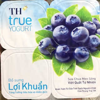 Sữa Chua Việt Quất Tự Nhiên TH True Yogurt Lốc 4 hộp x100g