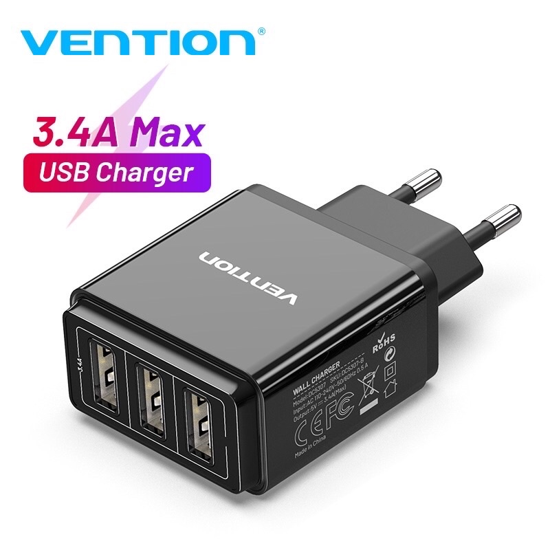 Củ sạc nhanh cổng USB Vention cho điện thoại HUAWEI SAMSUNG IPHONE