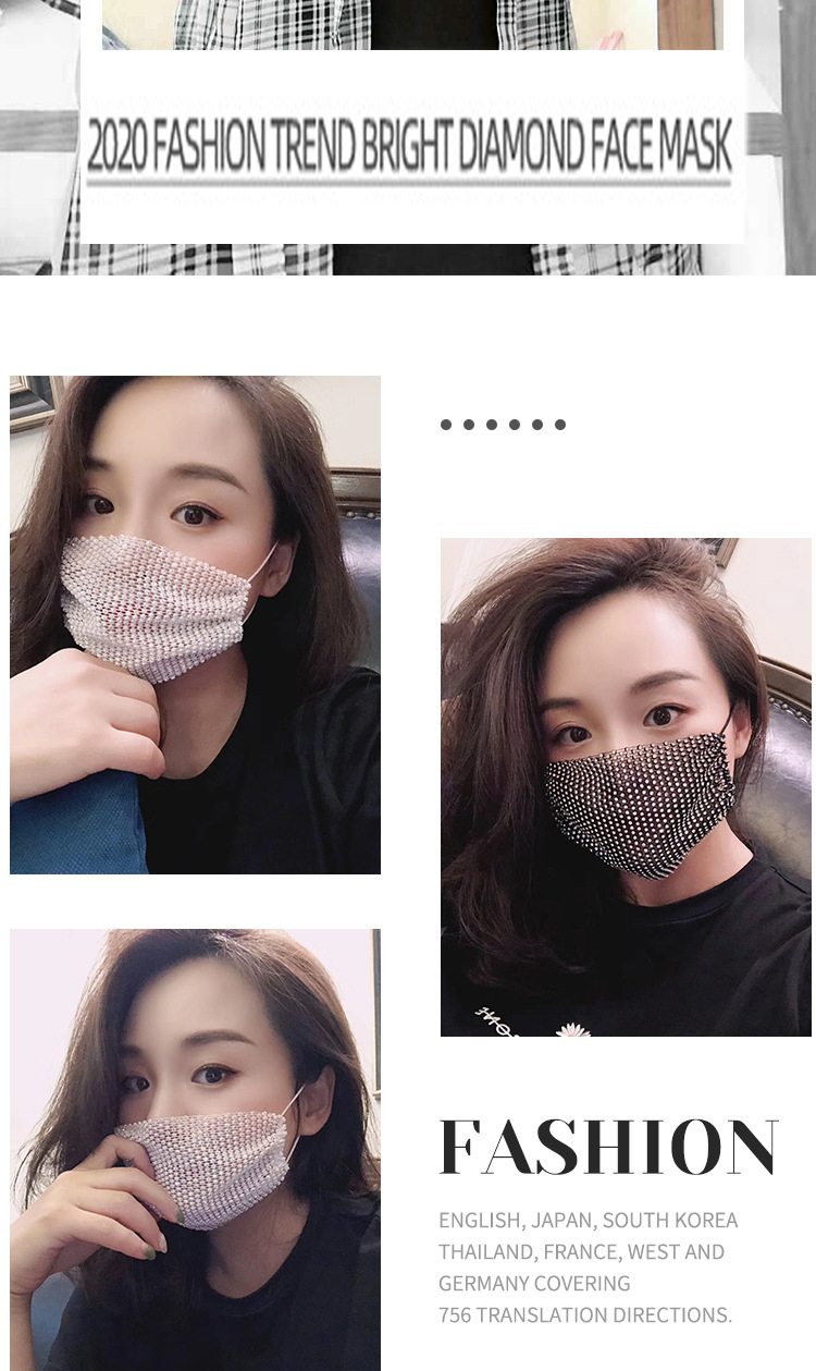 Khẩu trang người lớn co giãn đính kim cương pha lê nhân tạo sang trọng cuốn hút dành cho bạn nữ đeo khi dự tiệc | BigBuy360 - bigbuy360.vn