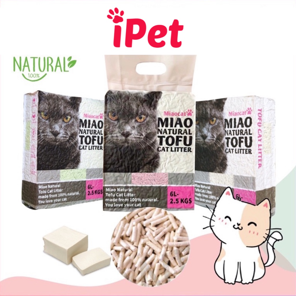 Cát Đậu Nành Hữu Cơ Khử Mùi Vệ Sinh Cho Mèo Tofu Miao Natural 6L - iPet Shop