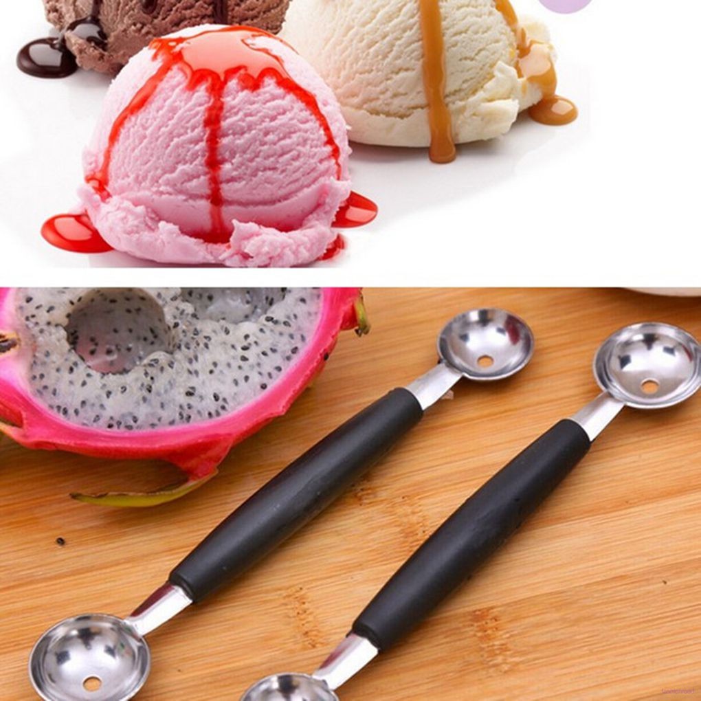 Muỗng thép tròn không gỉ 2 đầu múc dưa lưới tiện lợi