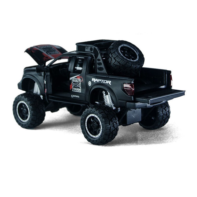 Mô hình xe ô tô Ford Offroad BUILT TOUGH RAPTOR F150 tỉ lệ 1:32 bằng kim loại có đèn và âm thanh