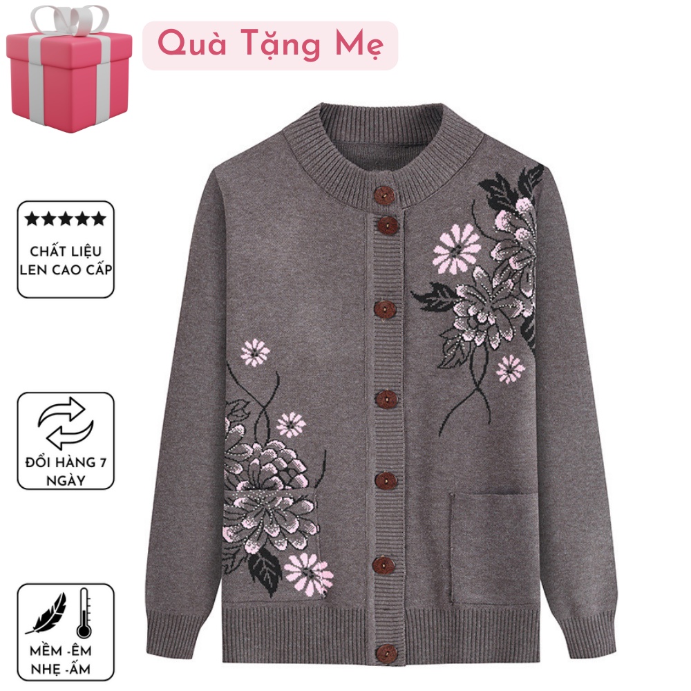 Áo Len Cardigan Cài Cúc Trung Niên Tặng Mẹ