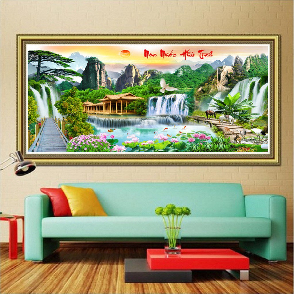 ⚡SIÊU SALE⚡ Tranh đính đá Phong Cảnh Khổ Lớn Non Nước Hữu Tình VS173 KT:200*100cm