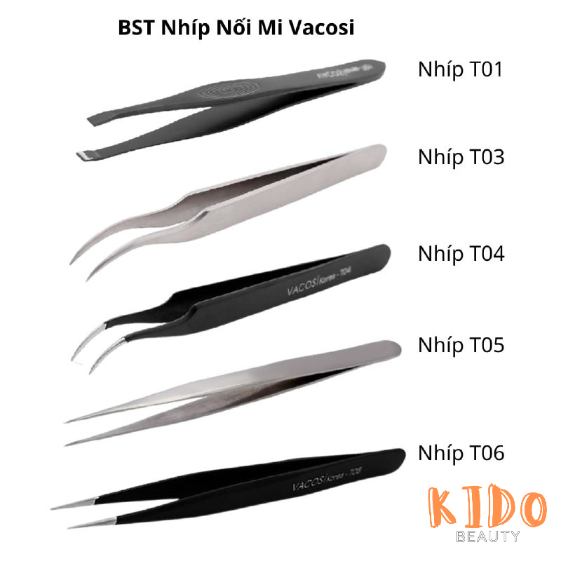 Nhíp cao cấp VACOSI không gỉ các loại / Nhíp nối mi / Nhíp gắp mụn / nhíp thông dụng