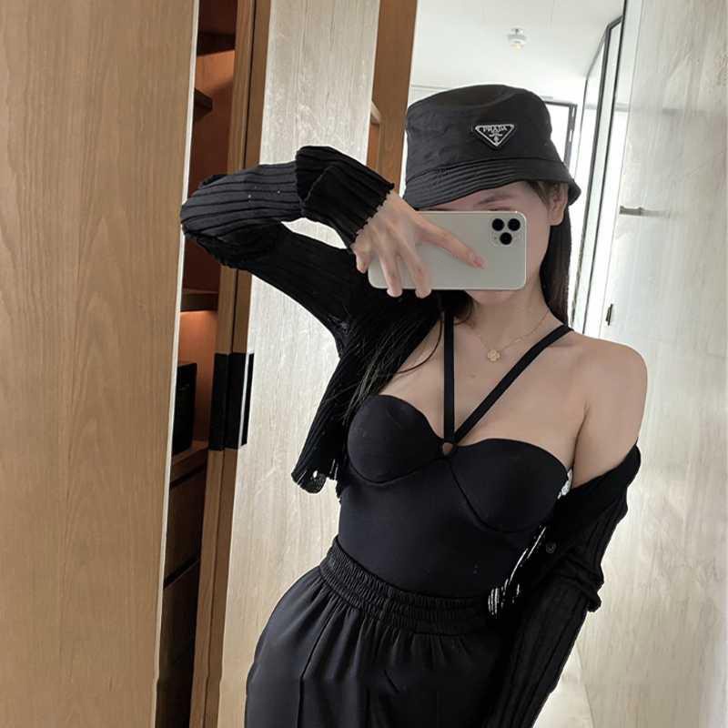 Xiaozhainv Áo lửng tay dài cổ chữ V thiết kế thời trang quyến rũ