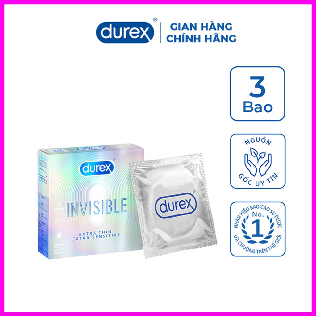 [Durex Invisible] Bao Cao Su Durex Invisible Extra Thin Extra Sensitive Siêu Mỏng - Cảm Giác Chân Thật [CHE TÊN 100%]