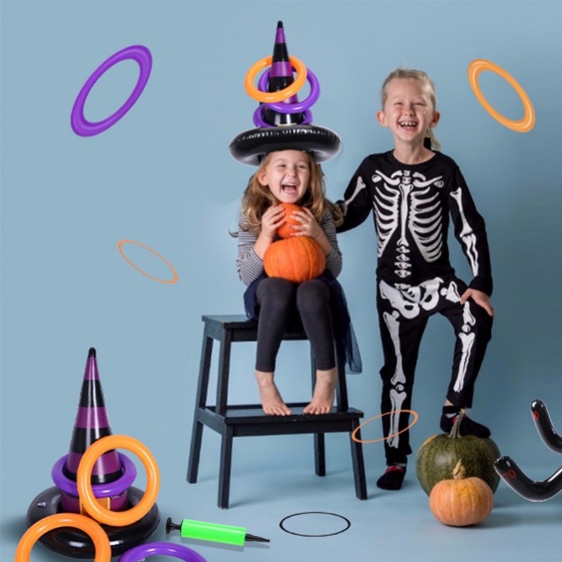 (Meteorite) Đồ Chơi Bơm Hơi Hình Búp Bê Phù Thủy Đội Mũ Halloween Bằng Nhựa PVC Cổ Điển