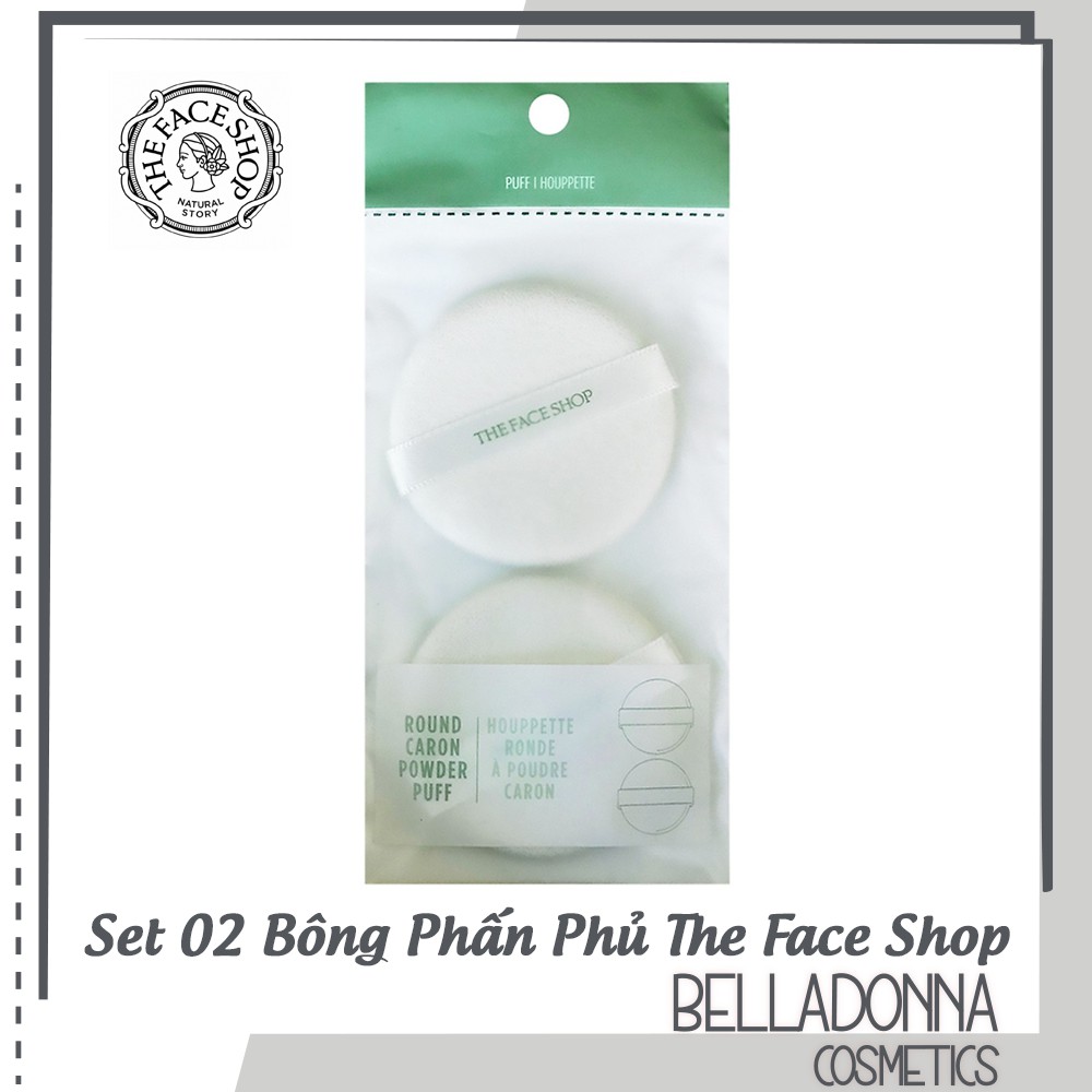 Set 02 Bông Phấn Phủ Tròn The Face Shop Daily Beauty Tools Round Caron Powder Puff (Belladonna Cosmetics)