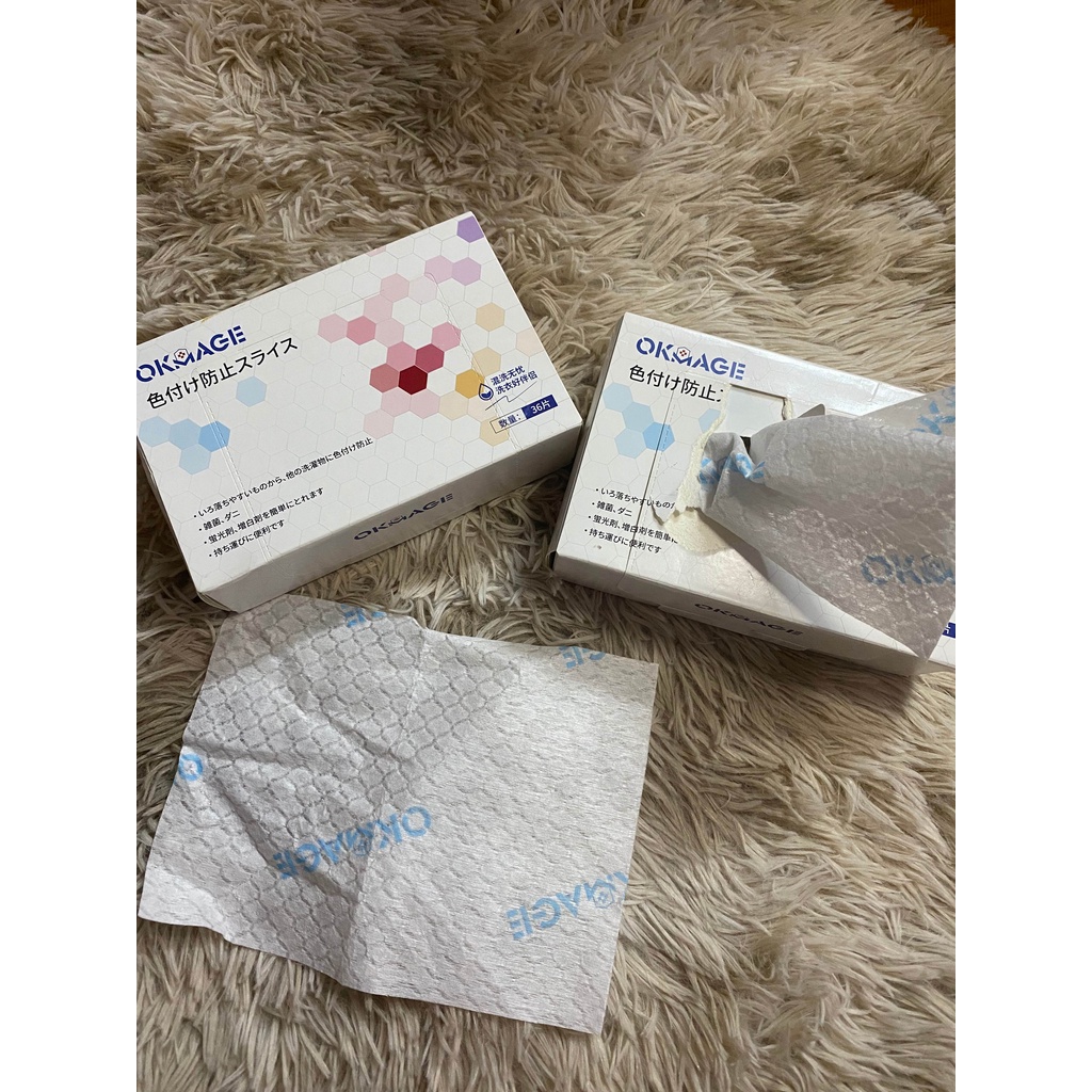 (HÀNG NHẬT BẢN) Giấy hút màu và chống phai màu quần áo OKMAGE - Hộp 36 tờ