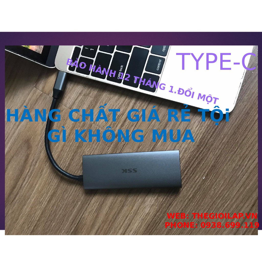Cáp chuyển Type C sang 2 USB 3.0 + HDMI + đọc thẻ nhớ micro SD/TF thẻ nhớ SD SSK SC 103 ( SC103 )