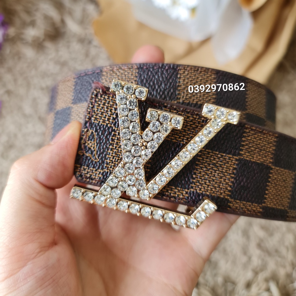 Thắt lưng nam LV, dây lưng nam cao cấp, mặt kim loại nguyên khối đính đá trẻ trung lịch lãm trẻ trung, mẫu mới nhất 2022