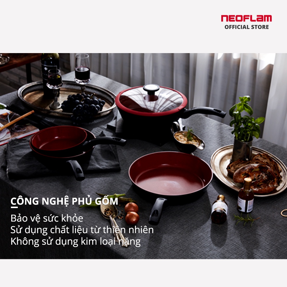 [Mã BMBAU300 giảm 10% đơn 499K] Quánh de Chef Neoflam size 18cm, nồi tráng gốm, nấu cháo, an toàn EKDCS18