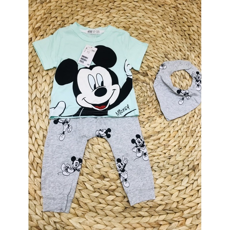 Bộ mickey kèm yếm sz1-5/6y | xuất dư