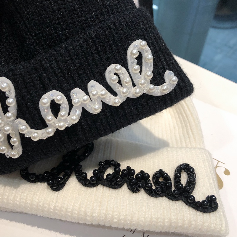 Mũ len đính ngọc trai giả thời trang nữ tính