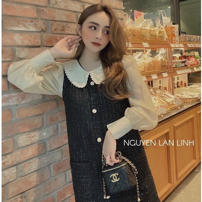 Váy dạ tuýt suông cổ sen _ Hàng Loại 1