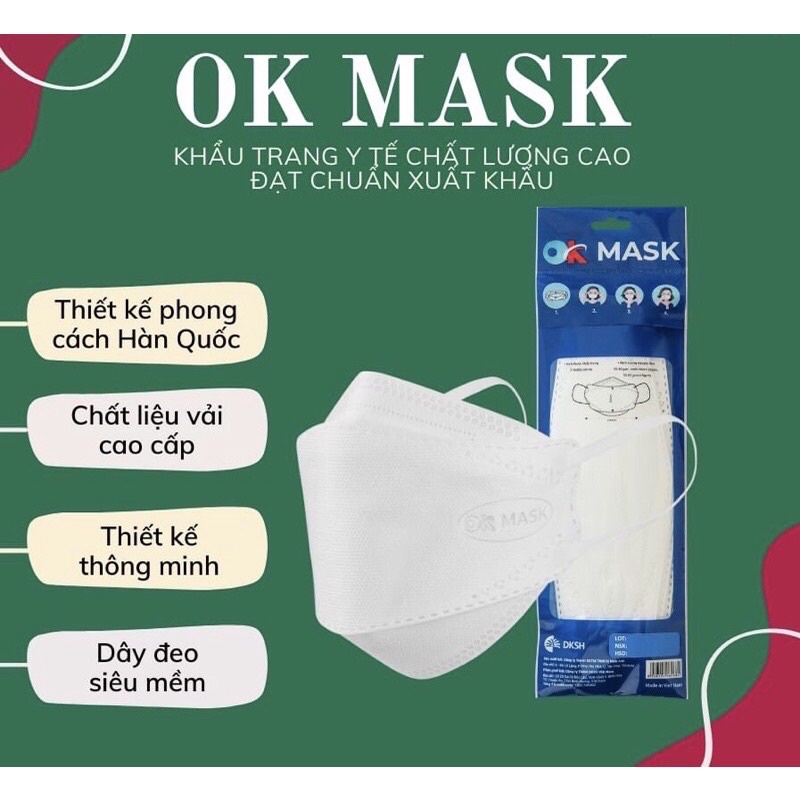 [4D KF94] OK MASK Khẩu trang y tế cao cấp công nghệ Hàn Quốc, đạt chuẩn chống bụi mịn, kháng khuẩn