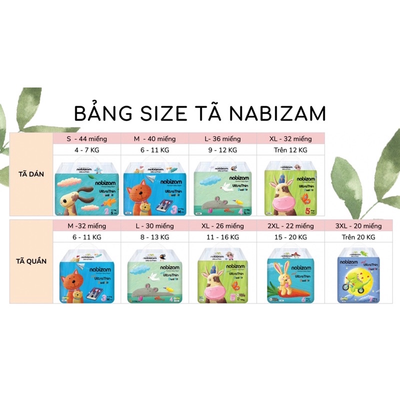 BỈM DÁN/QUẦN NABIZAM NỘI ĐỊA SỐ 1 HÀN QUỐC ĐỦ SIZE S40