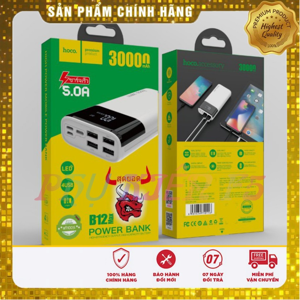 Pin Sạc dự phòng HOCO B12Max 30000mAh🌟Hỗ Trợ Tất cả Cổng Sạc in/out - Bảo Hành Chính Hãng.