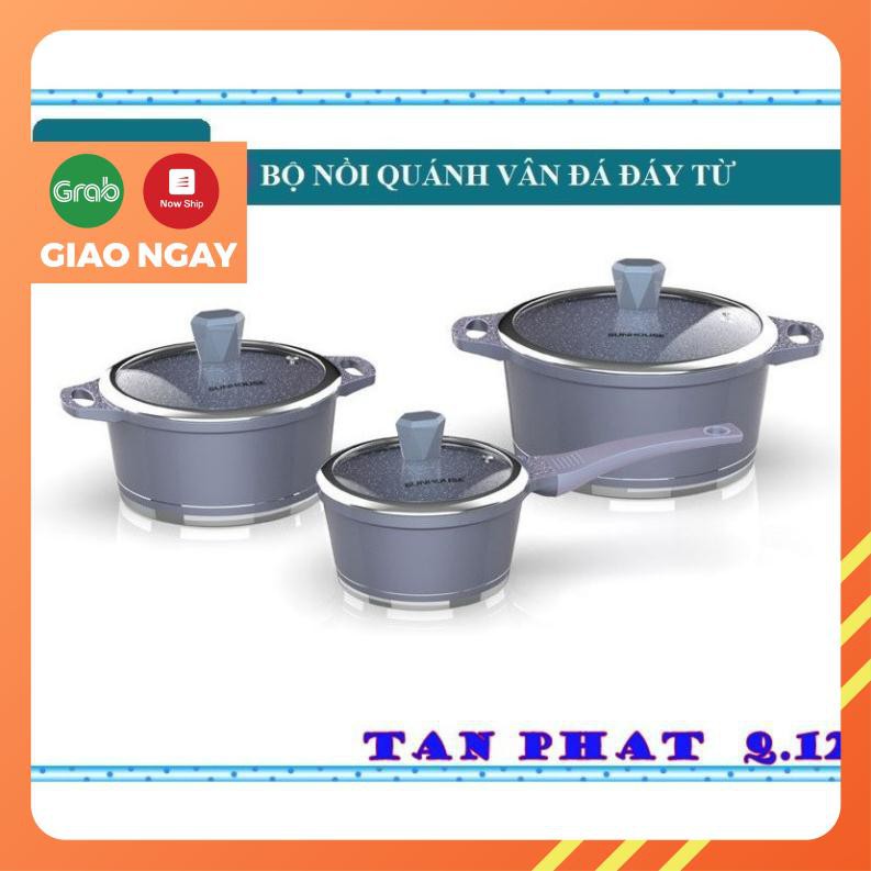 Bộ nồi quánh vân đá đáy từ SUNHOUSE