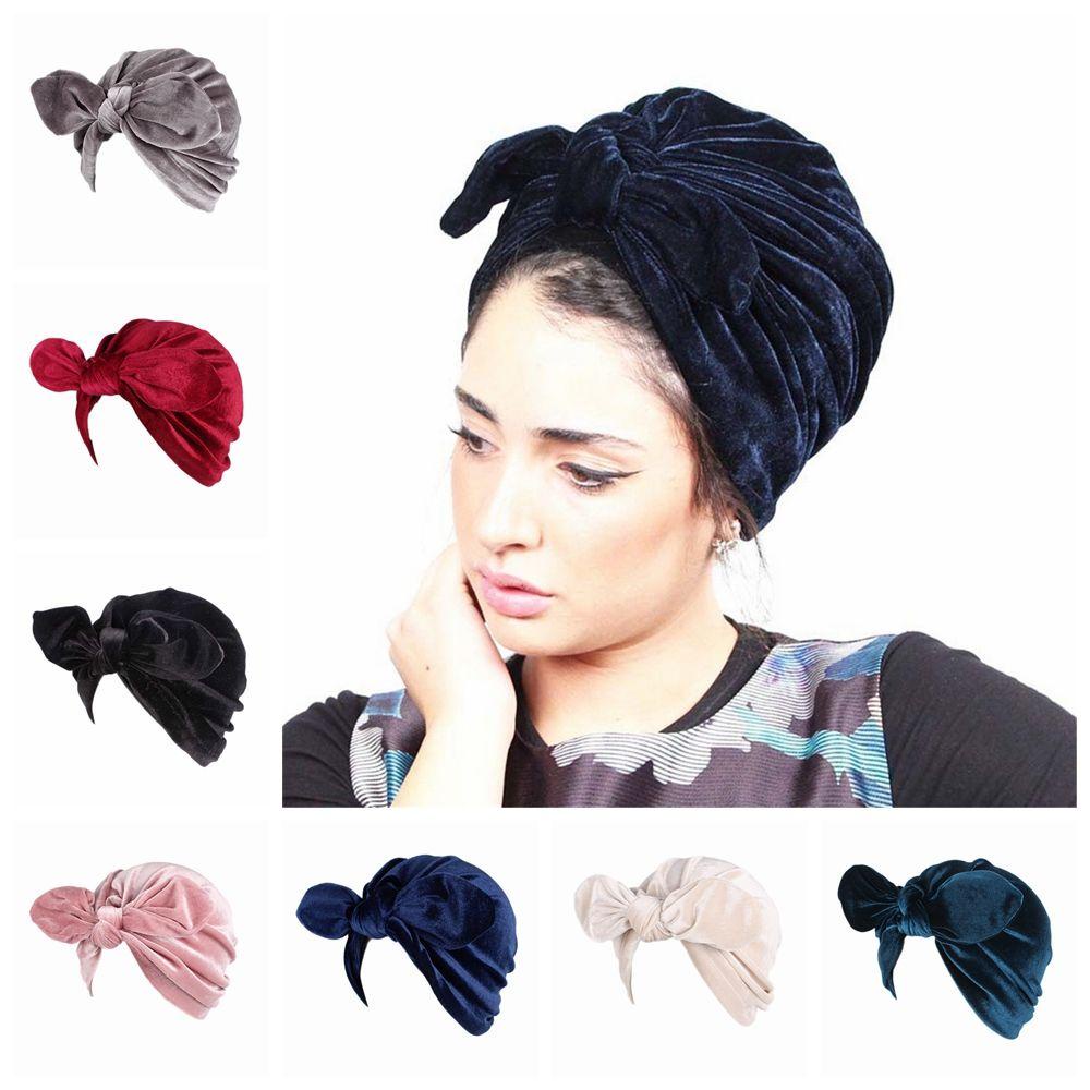 Mũ Trùm Đầu Bằng Vải Nhung Đính Nơ Xinh Xắn