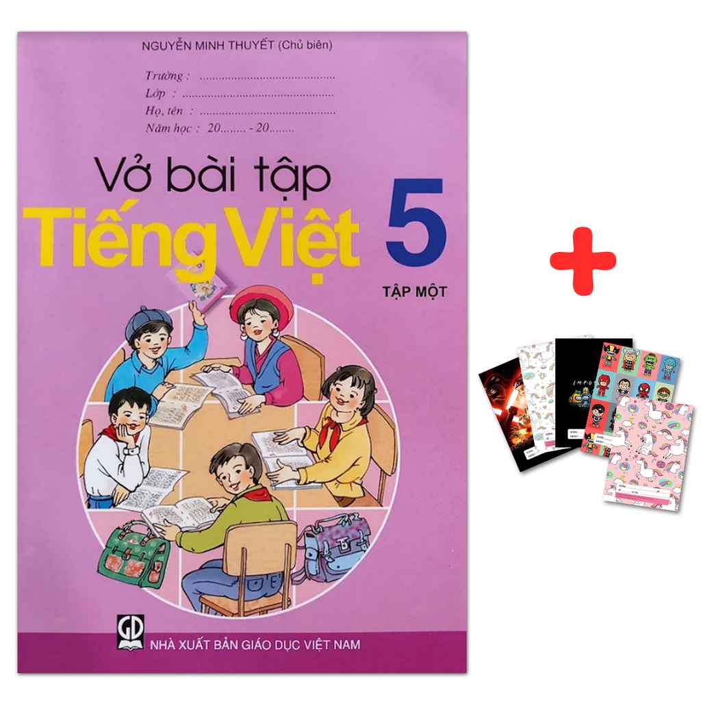 Sách - Vở Bài Tập Tiếng Việt Lớp 5 Tập 1 kèm 5 cuốn vở ô ly 100gsm 48 trang