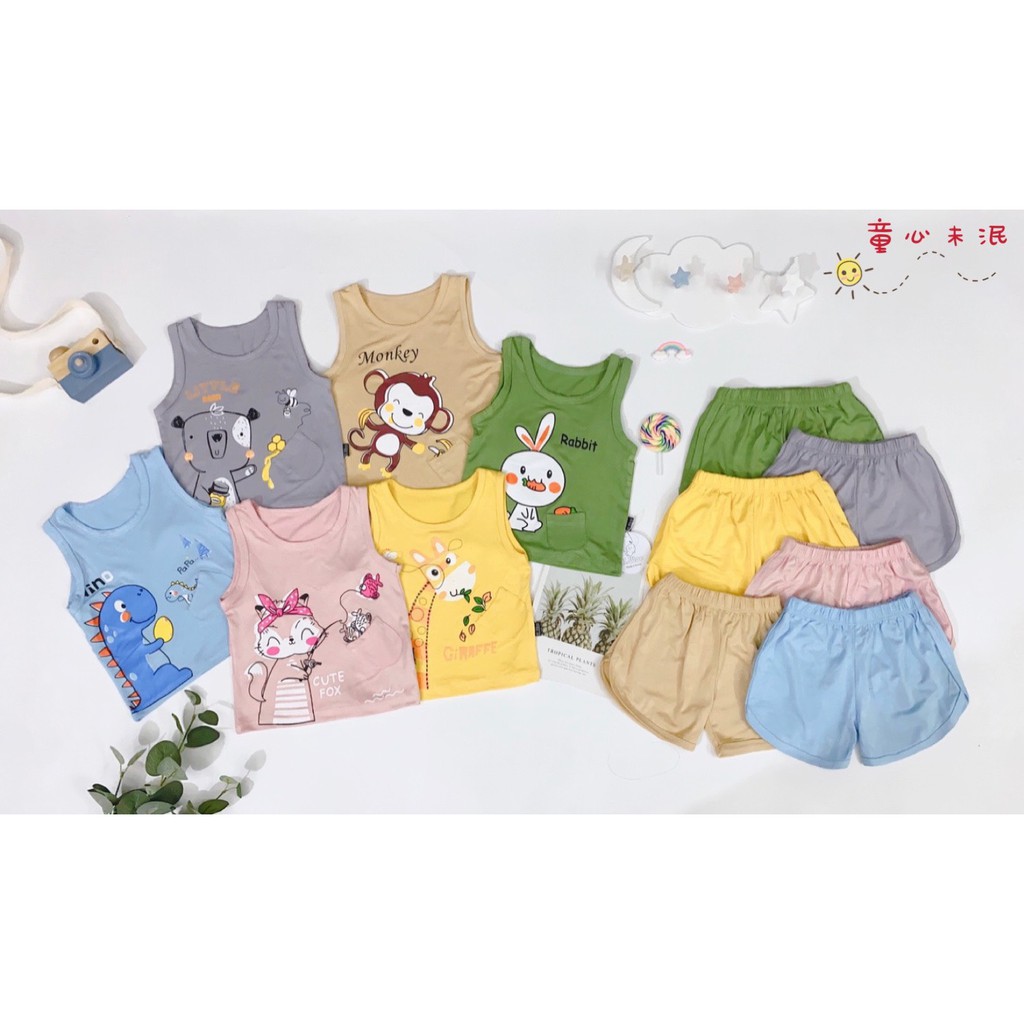 [6 MÀU] Bộ Ba Lỗ Chất Thun Lạnh Phiên Bản Động Vật Đáng Yêu Cho Bé 7-16Kg Namkidshop (QATE317)