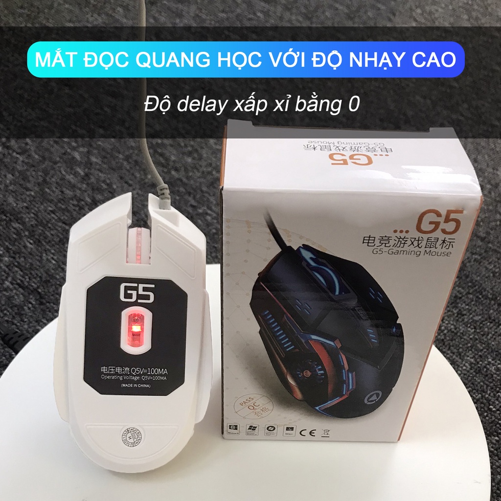 Chuột máy tính gaming có dây SIDOTECH G5 Led Rgb 6 nút bấm DPI 3200 tuổi thọ cao cho game thủ văn phòng