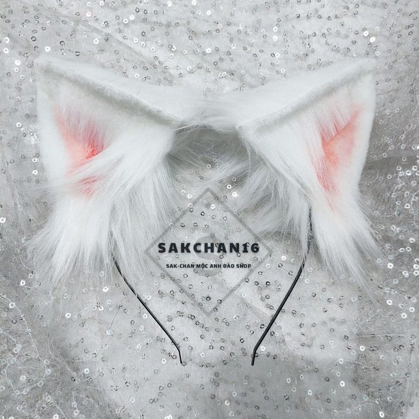 Cài tai cáo hóa trang  màu trắng loại to và đuôi