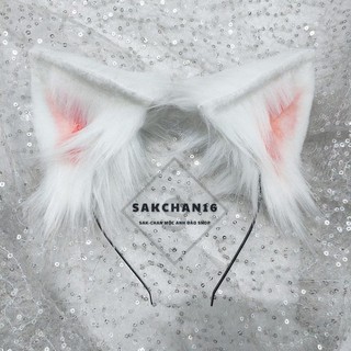 Cài tai cáo hóa trang (cosplay) màu trắng loại to và đuôi