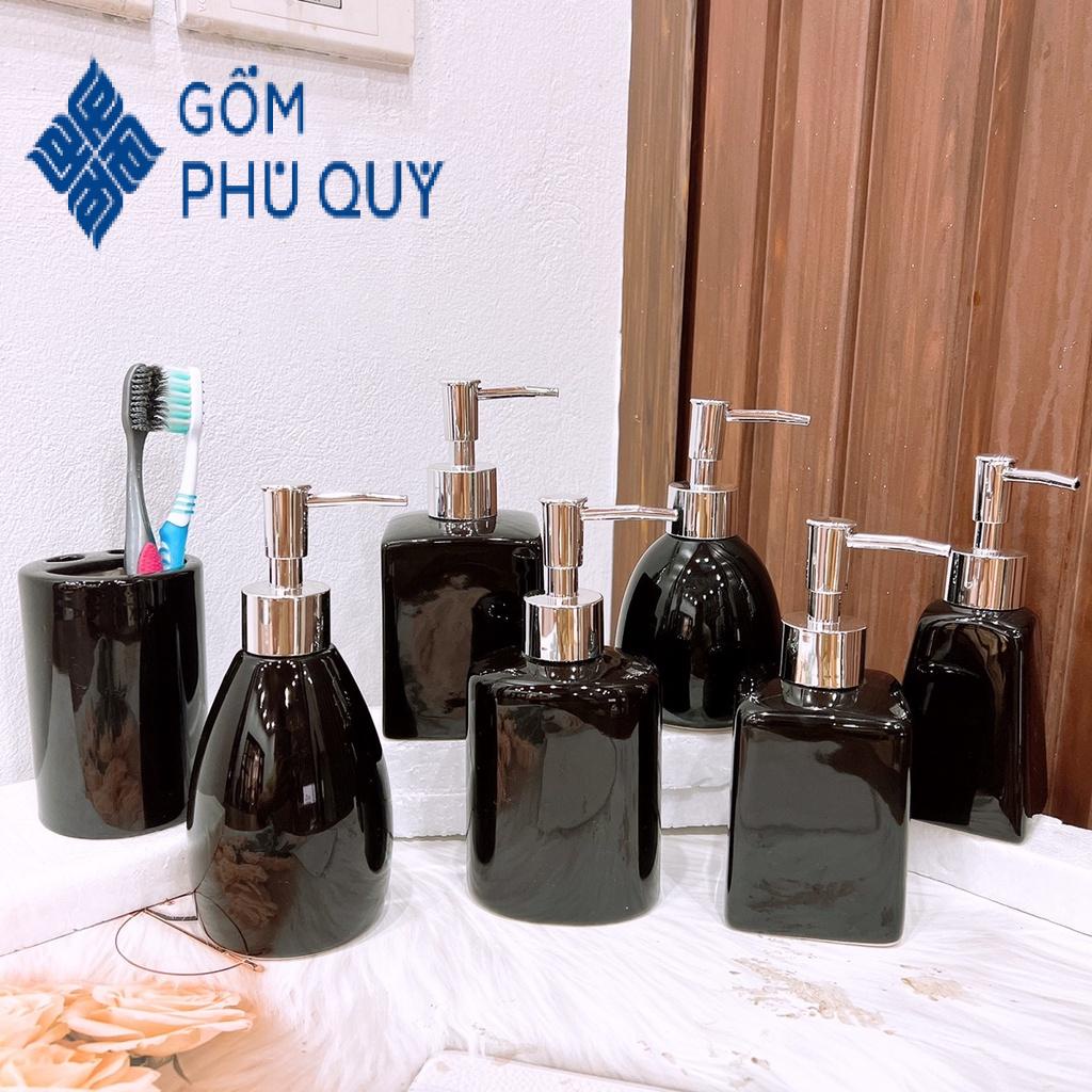Bình Đựng Xà Phòng ⚱ Gốm Sứ Bát Tràng ⚱ Chai Chiết Dầu Gội,bình Sứ Có Vòi Nhấn Decor Gomphuquy Dnc01