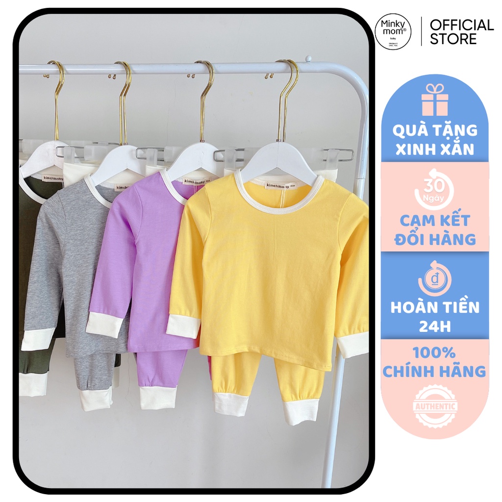 [SALE] Bộ Quần Áo Bé Gái, Bé Trai KIMCHIBABT Vải Cotton Cạp Cao Cổ Viền, Bộ Dài Tay Cho Bé Mặc Nhà Thu Đông MKMTD2237