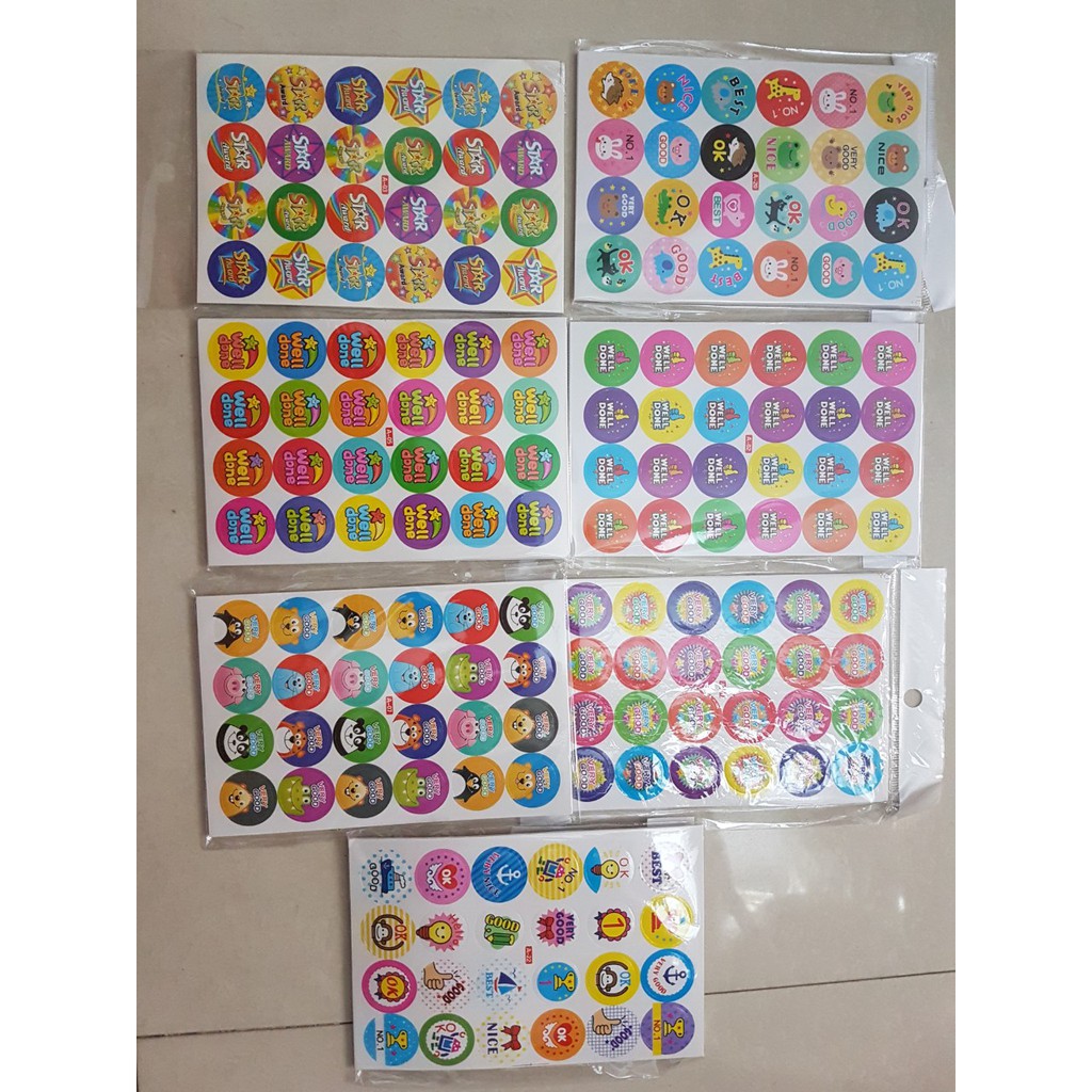 Set 10 túi Sticker Lời Khen Tiếng Anh Siêu Đẹp