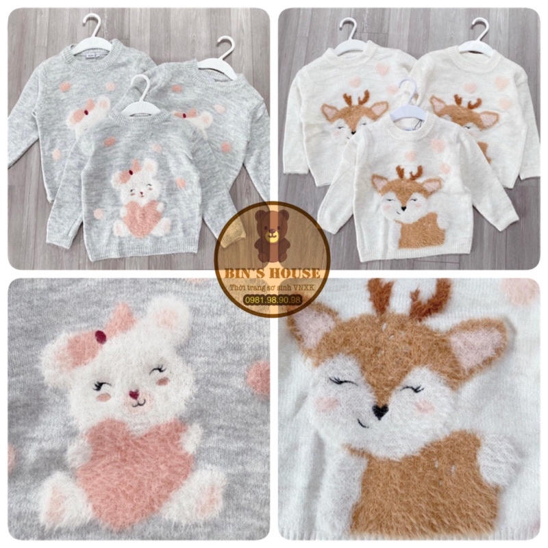 Áo len lông cho bé gái sz 9m-2y
