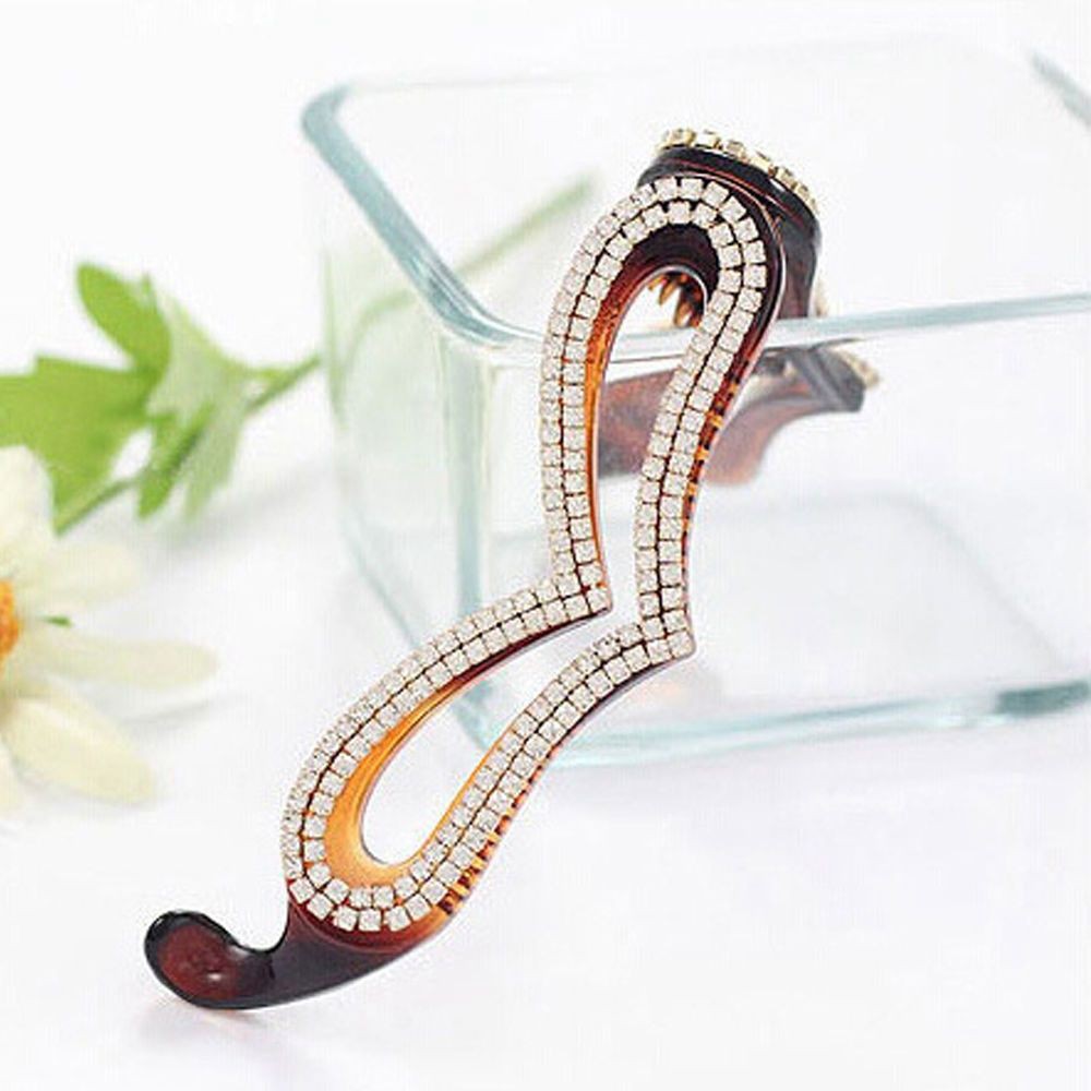 Kẹp tóc Acrylic hình trái tim khảm đá lấp lánh thanh lịch cho nữ