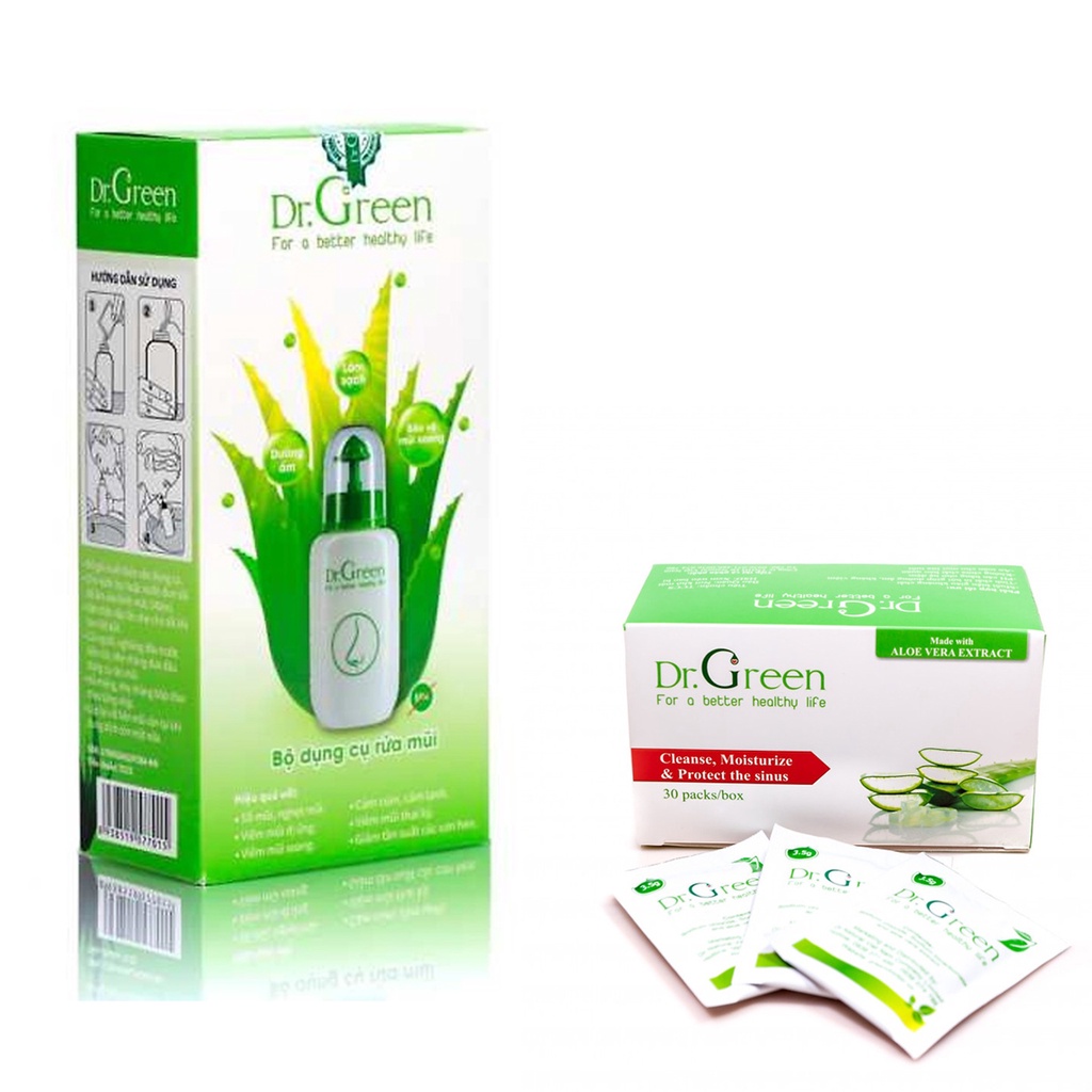 Bình và muối rửa mũi Dr Green - Chính Hãng rửa sạch xoang mũi